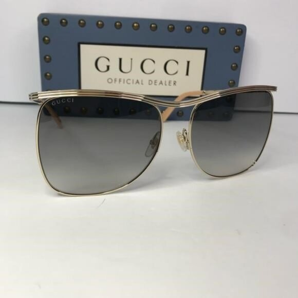 New Authentic Gucci Grey Square Ladies Sunglasses GG0820S 001 63 Made in Italy main image 9
